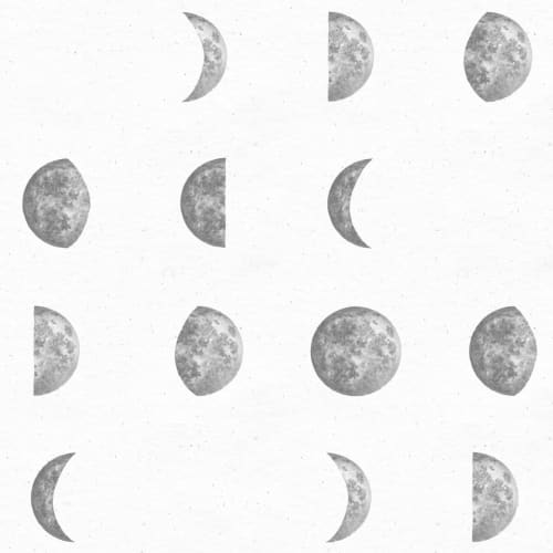 Papel de parede ilustrado com padrão de repetição das fases da lua