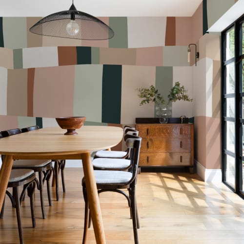 Pastel Colour Block Stripes Wallpaper Mural