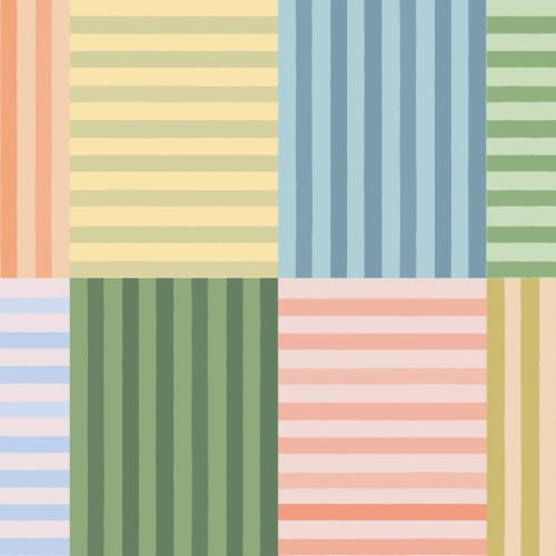 Handgemalte Fototapete Patchwork-Streifen