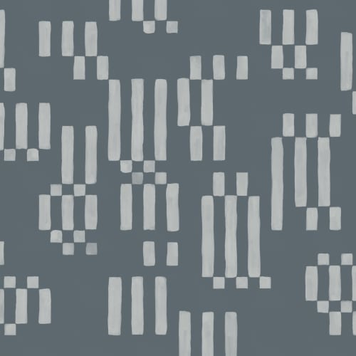 Hand Painted Block Geometric Mural in Muted Blue