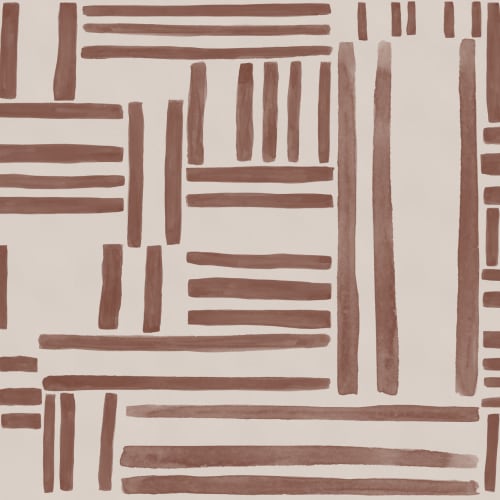 Mural de grelha geométrica pintado à mão em terracota