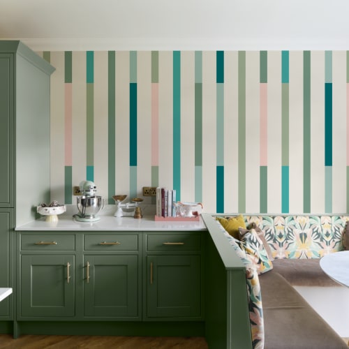 Cool Multicolor Striped Modern Geo Pattern Wall Mural