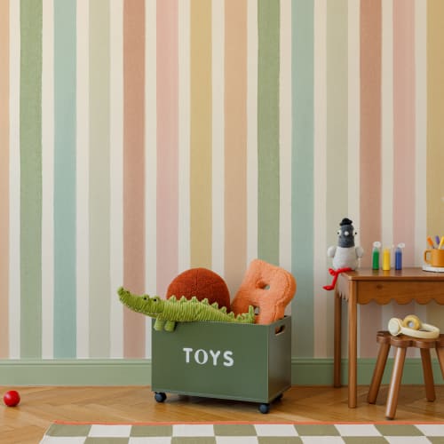Multicolor Pastel Striped Kids' Pattern Wallpaper Mural