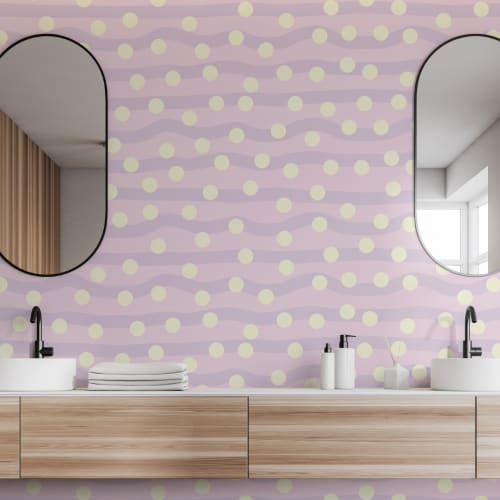 Elizabeth Olwen Polka Pop Lilas Papier peint panoramique