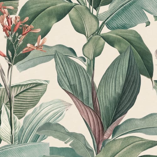 Peach Chic Vintage Tropical Repeat Pattern Wallpaper