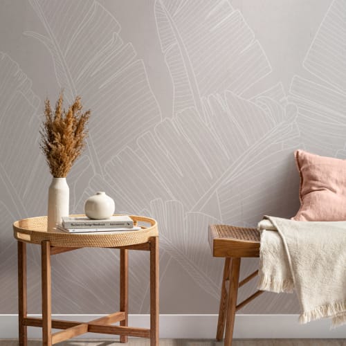 Neutral Pink Large Banana Leaf Wallpaper Mural