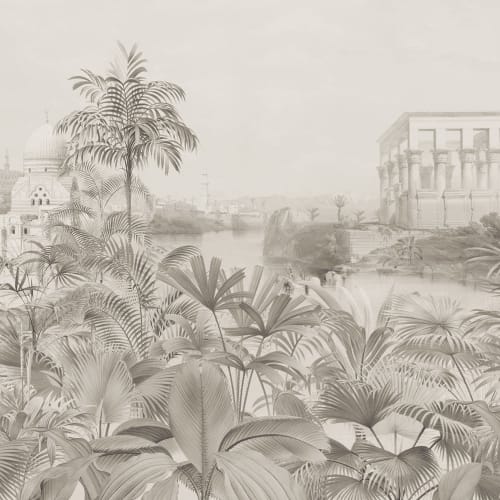 Greige Vintage Jungle Wallpaper Mural