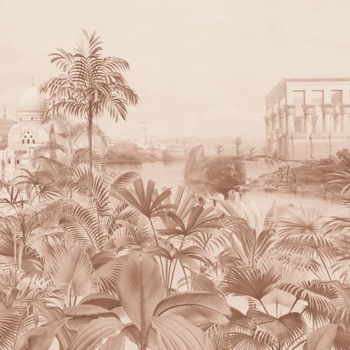 Papel pintado tropical vintage en sepia
