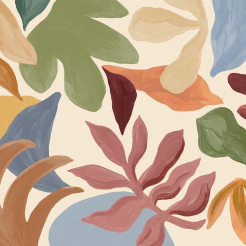 Multicolor Tropical Leaf Pattern Wall Mural
