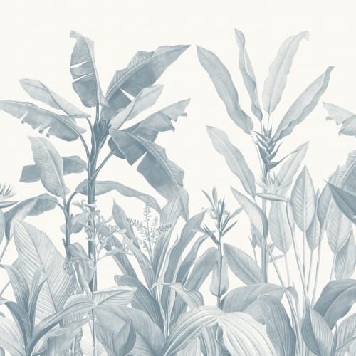 Blue Vintage Tropical Mural