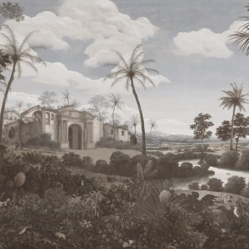 Mural de pintura de paisagem neutra Frans Post