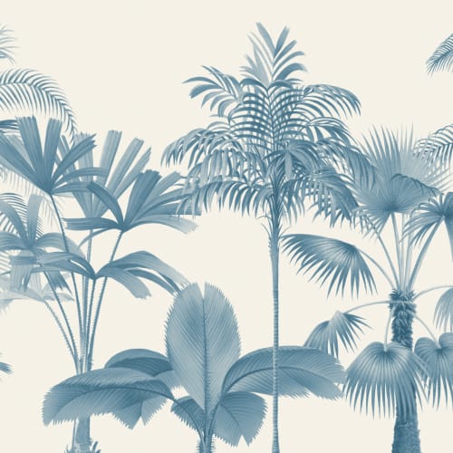 Albastru Palmier tropical de epocă murale