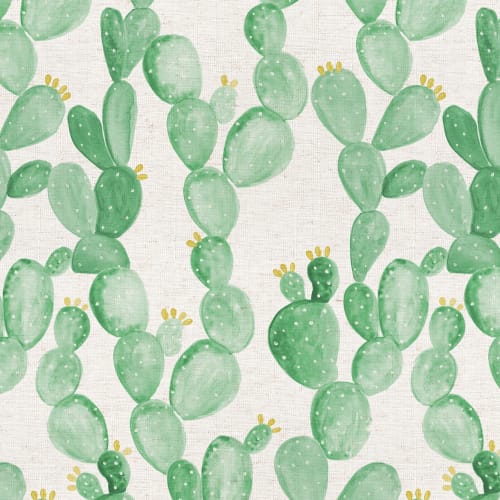 Watercolor Yellow Flower Cactus Wallpaper Mural