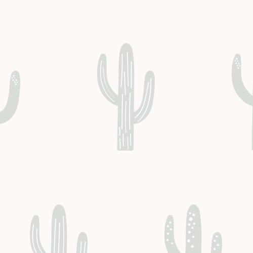Saguaro Cactus Green & Cream Repeat Pattern Wallpaper