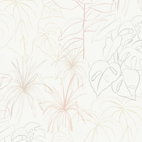 Light Pastel Inky Tropical Pattern Wallpaper Mural
