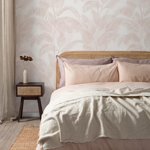 Pastel Pink Inky Tropical Pattern Wallpaper Mural