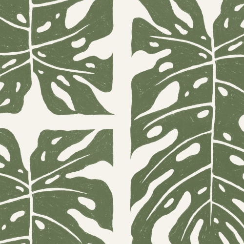 Vihreä toista kaakeloitu Monstera Leaf kuvatapetti