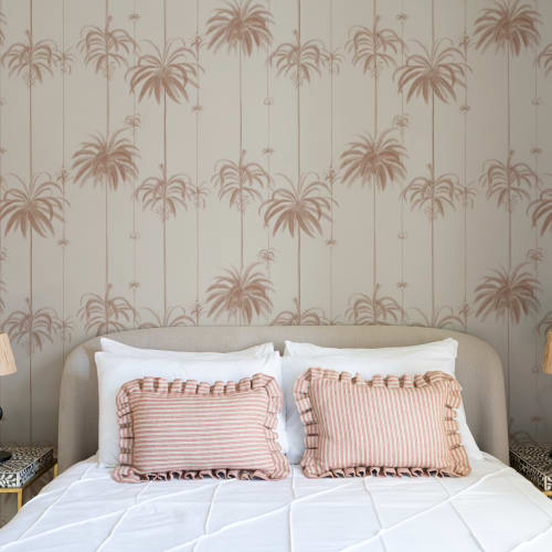 Pink Striped Tropical Palms Wallpaper