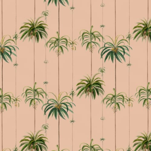 Peach Striped Tropical Palms Wallpaper