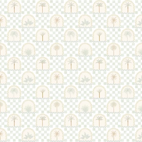 Green Mediterranean Palms Tile & Arch Mural