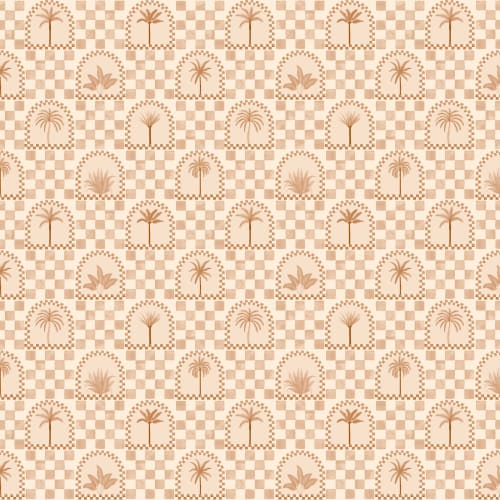 Terracotta Mediterranean Palms Tile & Arch Mural