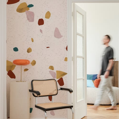 Neutru marmură piatră Terrazzo Print Wallpaper Mural