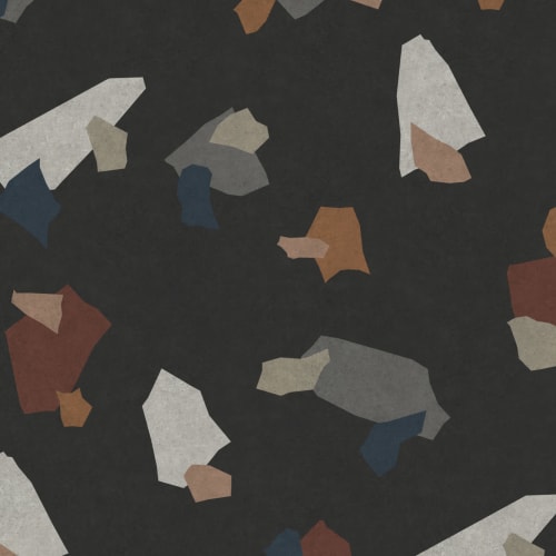 Dark Colourful Abstract Terrazzo Pattern Wallpaper Mural