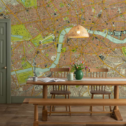 Londra Vintage Road Map Wallpaper Mural
