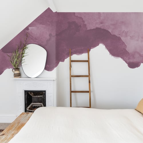 Papier Peint Panoramique Nuage Violet Foncé dans Effet Aquarelle