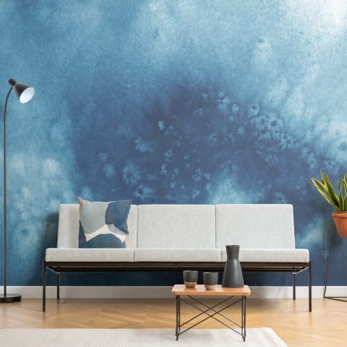 Sininen abstrakti vesiväri Paint kuvatapetti
