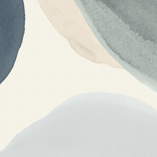 Carta da Parati Azzurra e Beige con Forme Astratte Morbide