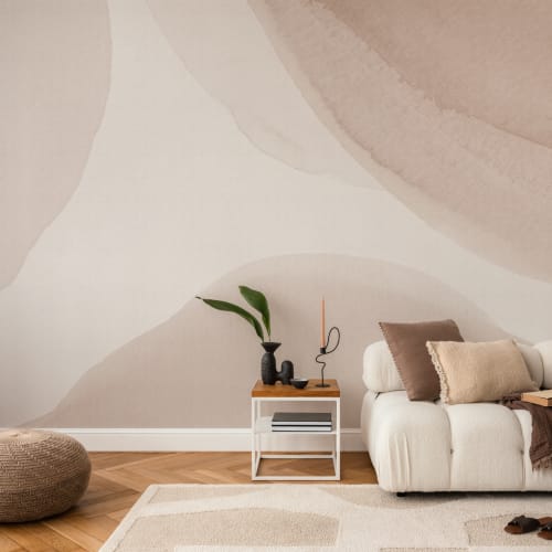 Neutral Calming Watercolor Shapes Abstract Mural