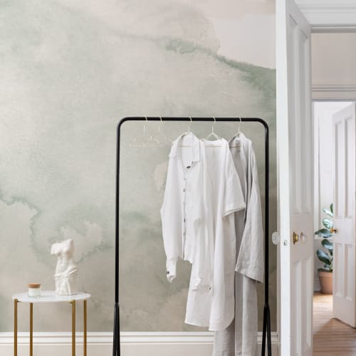 Green Swilling Abstract Watercolour Mural