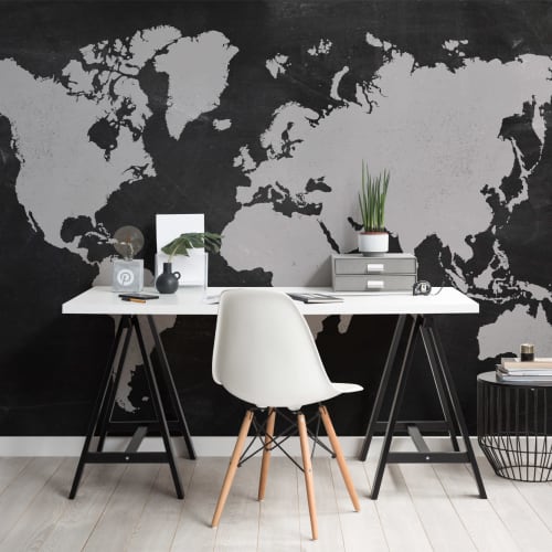 Chalkboard World Map Wallpaper Mural