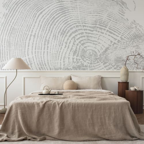 Mural de papel de parede com impressão de madeira escandinava cinzenta clara
