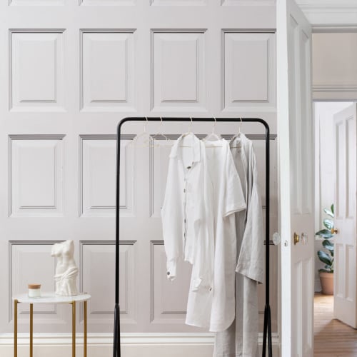 White Classic Wood Panelling Wallpaper Mural