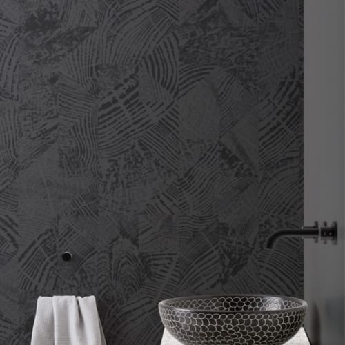 Mural de papel de parede com padrão de grão de madeira cinzento escuro e preto