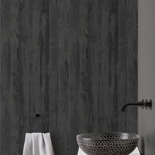 Papel de parede de painel de madeira preto e cinzento