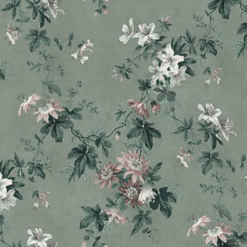 Grandeco Green Sage Trail Foliage and Flowers Textured Wallpaper  Wilko