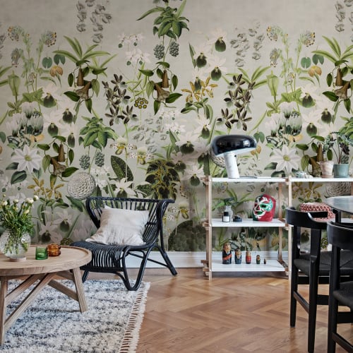 Alice's Garden Mural Wallpaper in Neutral