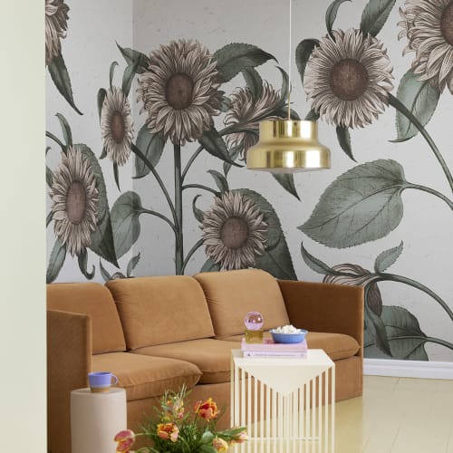 sunflower wallpaper bedroom