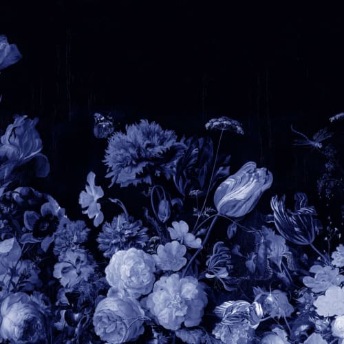 navy blue wallpaper floral