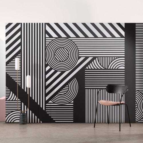 black and white patterned wallpaper