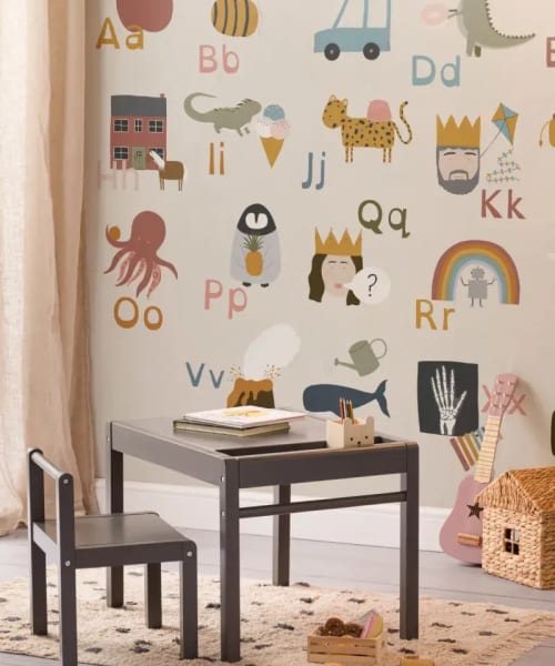 Idee di carta da parati educativa per la camera da letto dei bambini