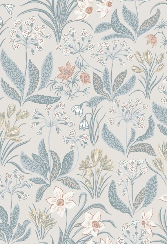 Huset I Solen Folklore Blue - Wallpaper