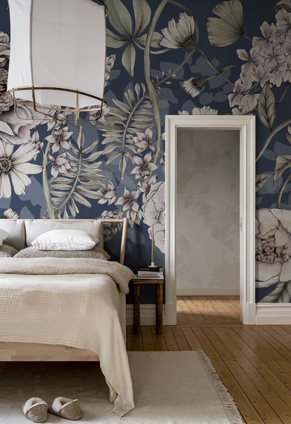 Spring Flower, Dark Blue - Wallpaper | Rebel Walls Spring Flower, Dark Blue - Wallpaper | Rebel Walls