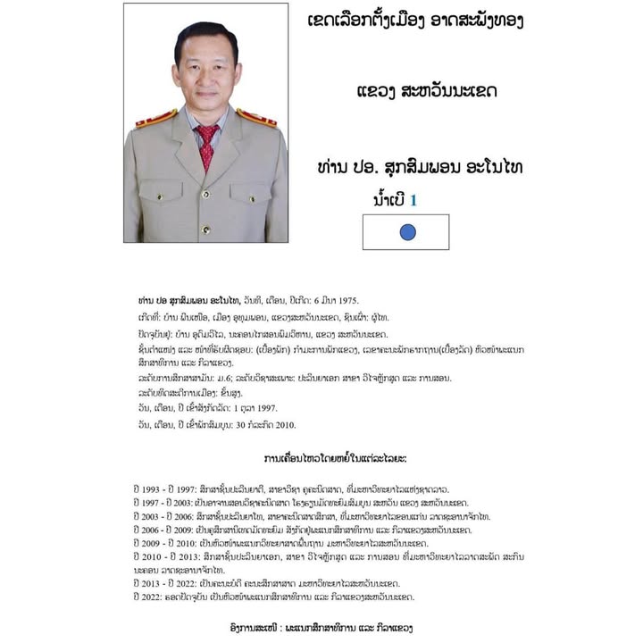 ຂໍເຊີນຊວນຊາວເມືອງອາດສະພັງທອງ ອອກໄປໃຊ້ສິດເລືອກຕັ້ງ ເລືອກເອົາ ທ່ານ ປອ ສຸກສົມພອນ ອະໂနໄທ ໝາຍເລກ 1