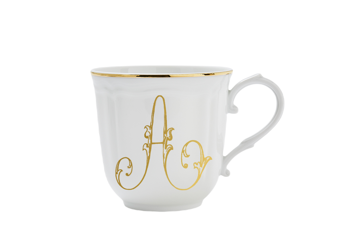 Letter A gold mug, Corona Monogram Mugs