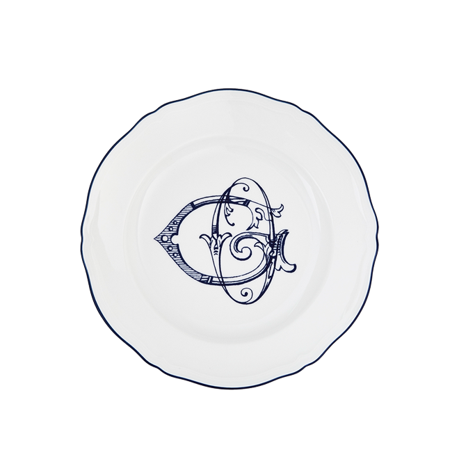 Dessert plate Corona Monogram blu cobalto