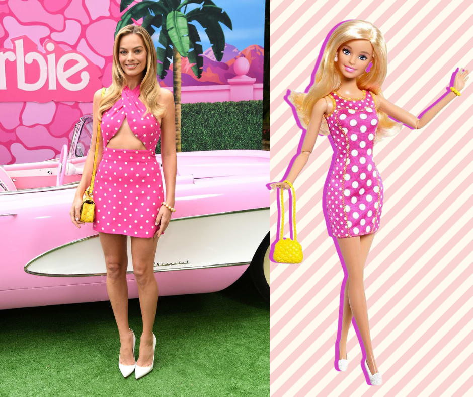 Margot Robbie usa looks inspirados em roupas da Barbie em turnê